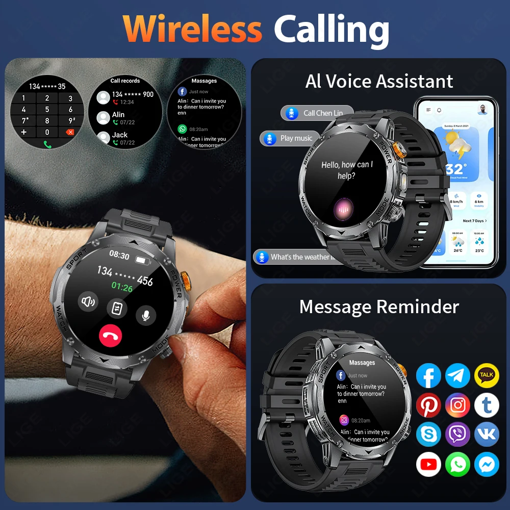 LIGE Outdoor Fitness Smartwatch 6