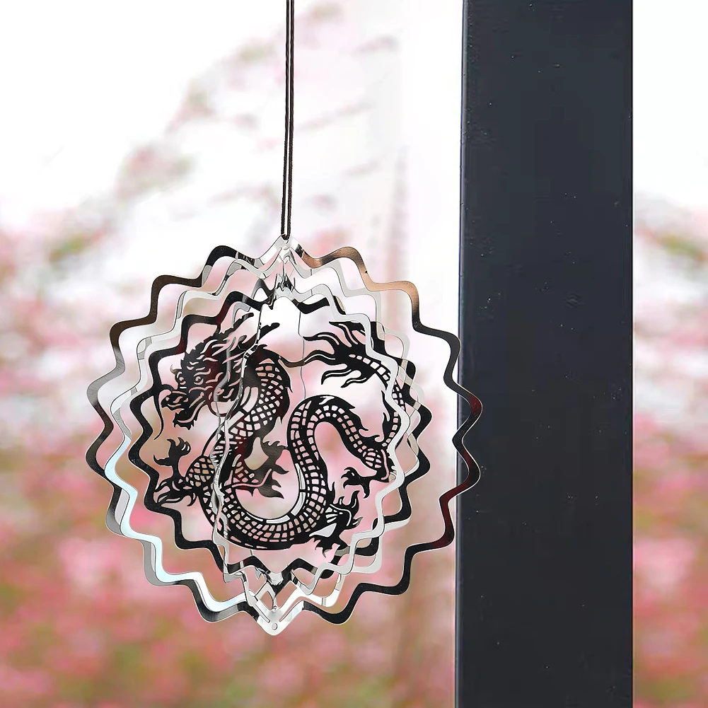 Dragon Sublimation Wind Spinner Metal Rotating Hanging Decoration Feng Shui Wind Catcher Bird Deterrent Nursery Farmhouse Decor windmill spinner wind spinner catcher