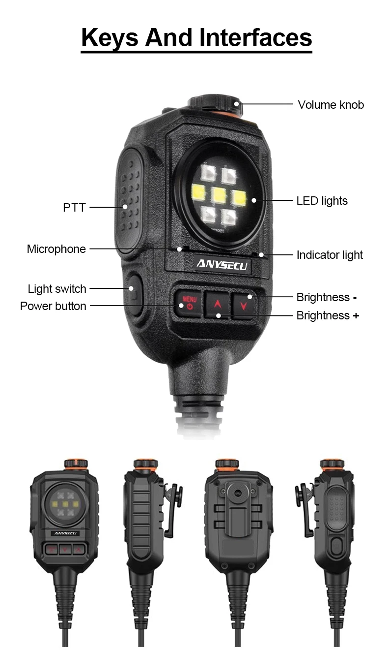 Shoulder Microphone Type-C Connector with Strobe Light for SenHaix GT-12 W8Pro