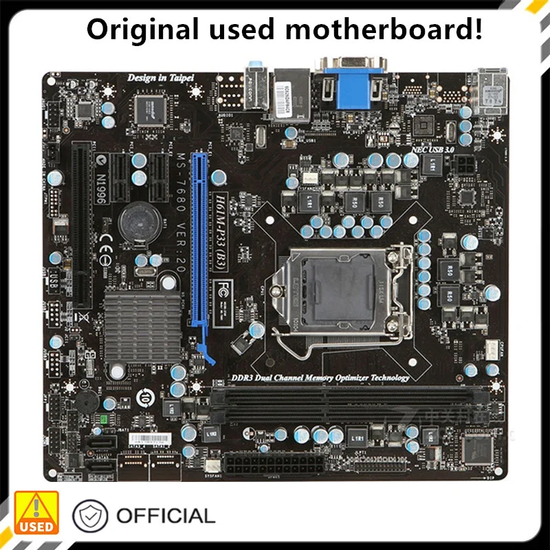 

H61 H61M-P33(B3) Used Desktop Board H61 Slot LGA1155 DDR3 Motherboard SATA2 USB2.0 Support I3 I5 I7