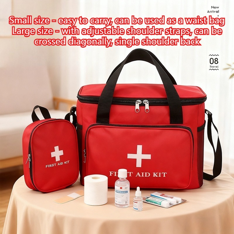 1Pc Large Capacity Red Cross Emergency Medical Storage Bag Oxford Cloth First Aid Box For Car Home Outdoor Kit