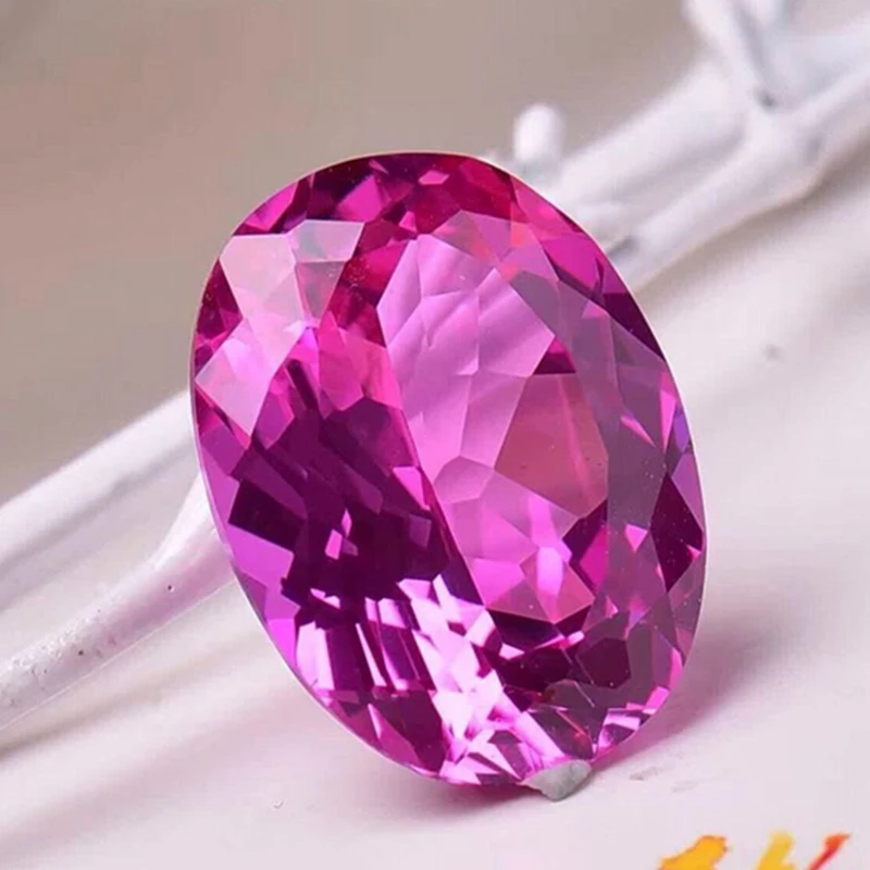13&times;18mm 16.0ct Oval Faceted Cut VVS Fluorescent Ruby Loose Gemstones for Jewelry Making