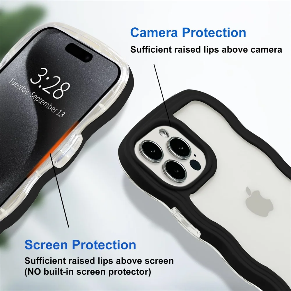 Soft Curly Wavy Shockproof Clear Phone Case Cover