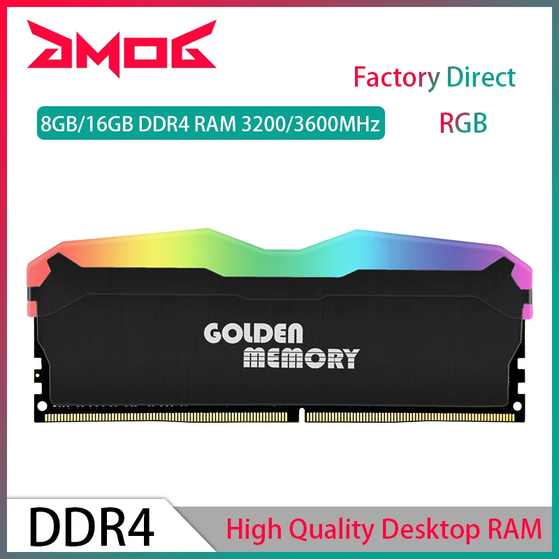 

GMOG DDR4 Memory RAM RGB 8GB 16GB 3200MHz 3600MHz Desktop Motherboard Memory RAM 288 PIN 1.2V RGB Memoria DIMM