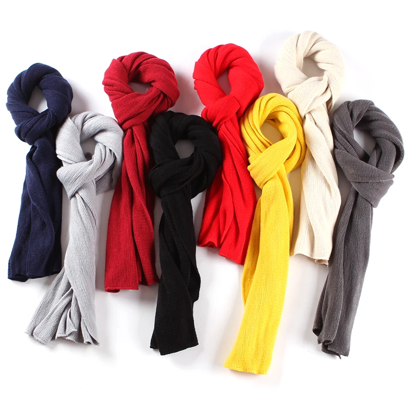 2022 Fashion Men Scarf Knitted Solid Cashmere Neck Scarves Pashmina Shawls Wraps Women Foulard Wool Scarfs Winter Warm Bufanda