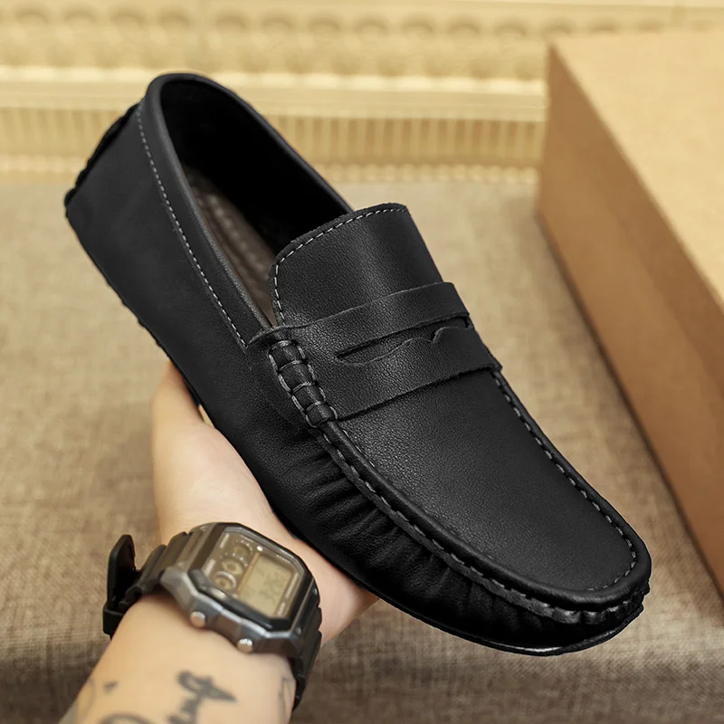 

Comfort Loafers Man Shoes Soft Sole Genuine Leather Luxury Brand Drive Comfy Slip-on Classic Footwear Boat Shoes for Men Spring