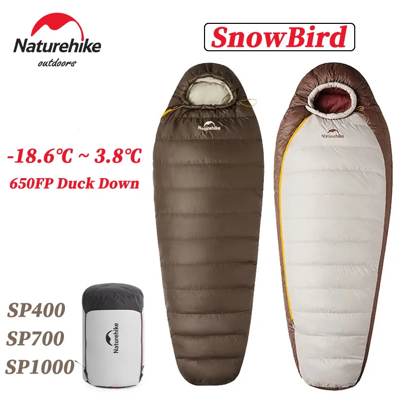 Sleeping Bag Survival Sleeping Bag Naturehike Upgraded Snowbird Duck Down 650FP Mummy Ultralight 4 Season Warm Outdoor Traveling Hiking