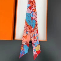 2024 Brand Design Leopard Twill Silk Scarf Luxury Scarf Women Foulard Skinny Bag Scarves Neckerchief Fashion Hair Headband - Image 5