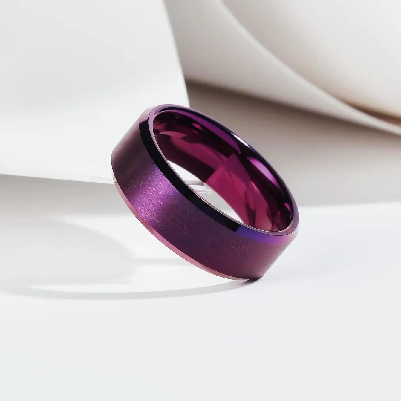 Titanio Opaco E Lucido Anello Fidanzamento Matrimonio 5mm - Foto 9