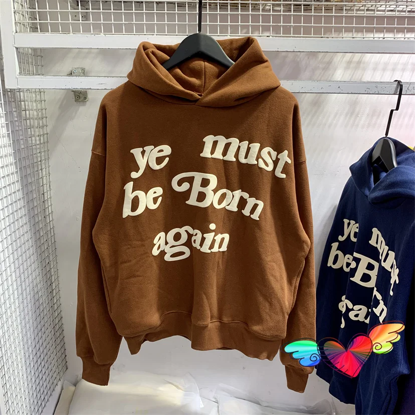 thumbnail image 1 of Sudadera con capucha para hombre y mujer, jersey de gran tamaño con estampado de Puff Kanye West, 1:1, color rosa, Ye Must Be Born Again, 2023fw, 1 of 5