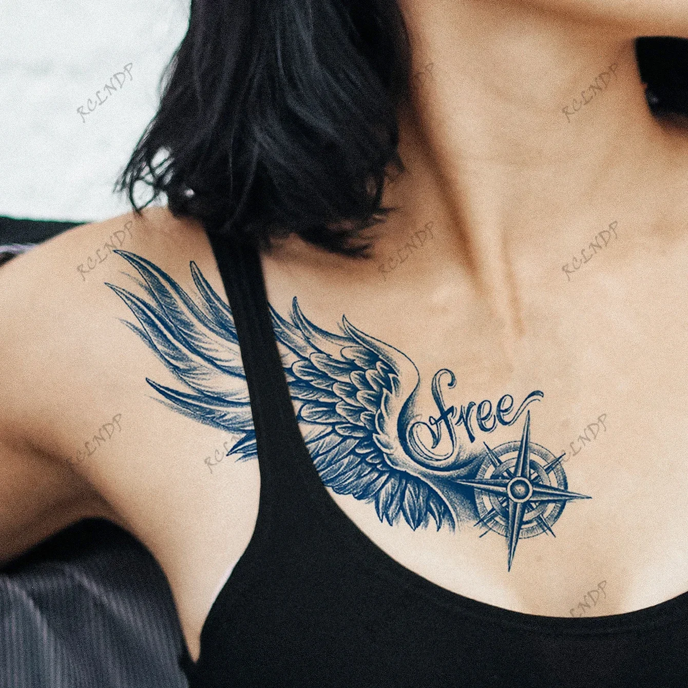 1pc semi-permanent long lasting Waterproof Temporary Tattoo sticker Compass arrow dragon flash tatto fake tatoo for men women 4