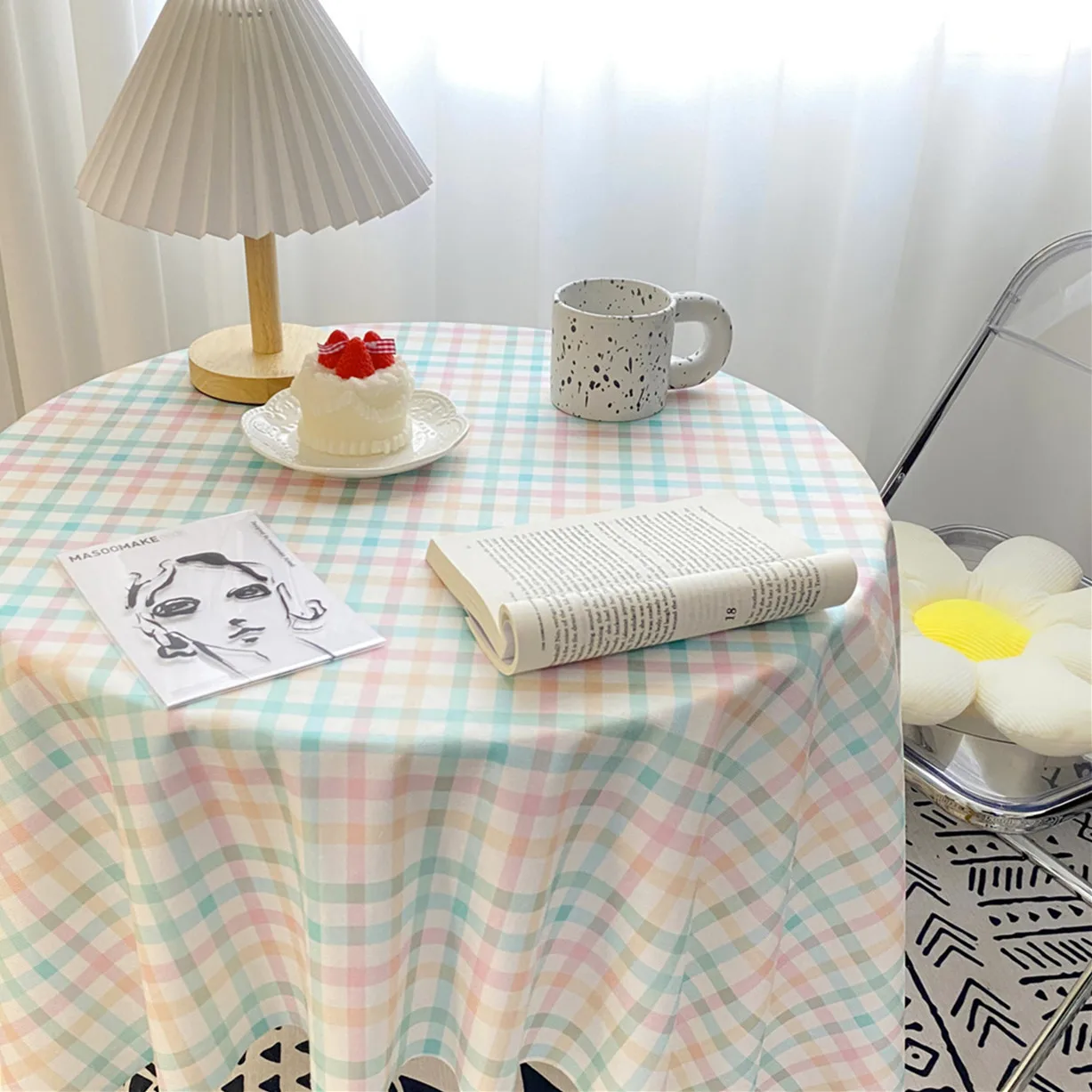 

Table Cloth Ins Style Student Desk Dormitory Girl Heart Bedroom Rectangle Table Cloth Japanese Plaid Small Fresh Table Mat