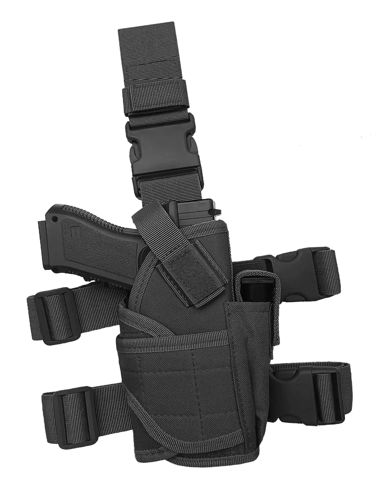 Enhanced Tactical Drop Leg Pistol Holster, Right Hand Adjustable