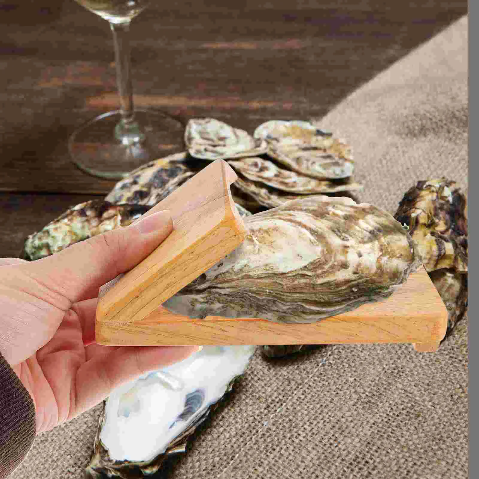 

Oyster Shucking Opener Shucker Seafood Clamp Tool Holder Shellfish Hand Clam Shellcrab Sheller Opening Clip Shells Wood