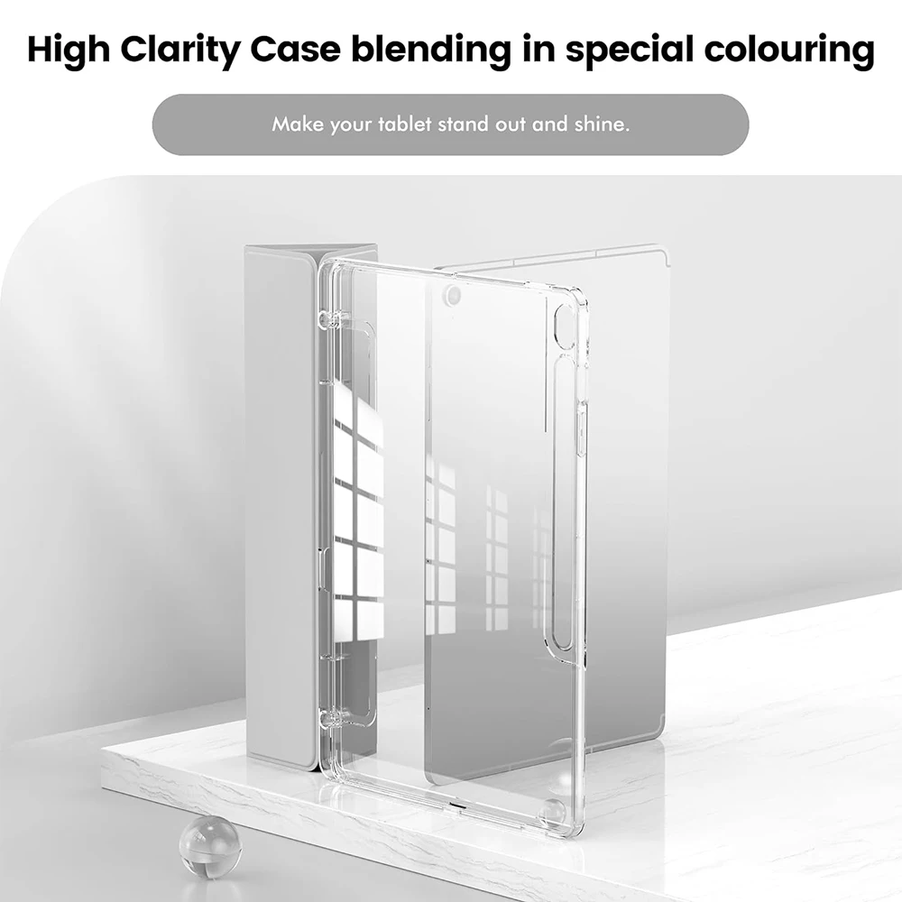 Slim & Lightweight TPU Hybrid Tablet Case with Clear Transparent Back and Auto Wake/Sleep