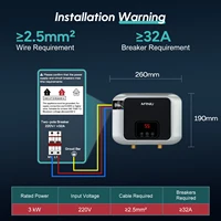 Chauffe-eau électrique instantané sans réservoir, 220V/110V, 3500W/5500W, chauffage mural pour salle de bains, douche, maison, cuisine, sous évier 6