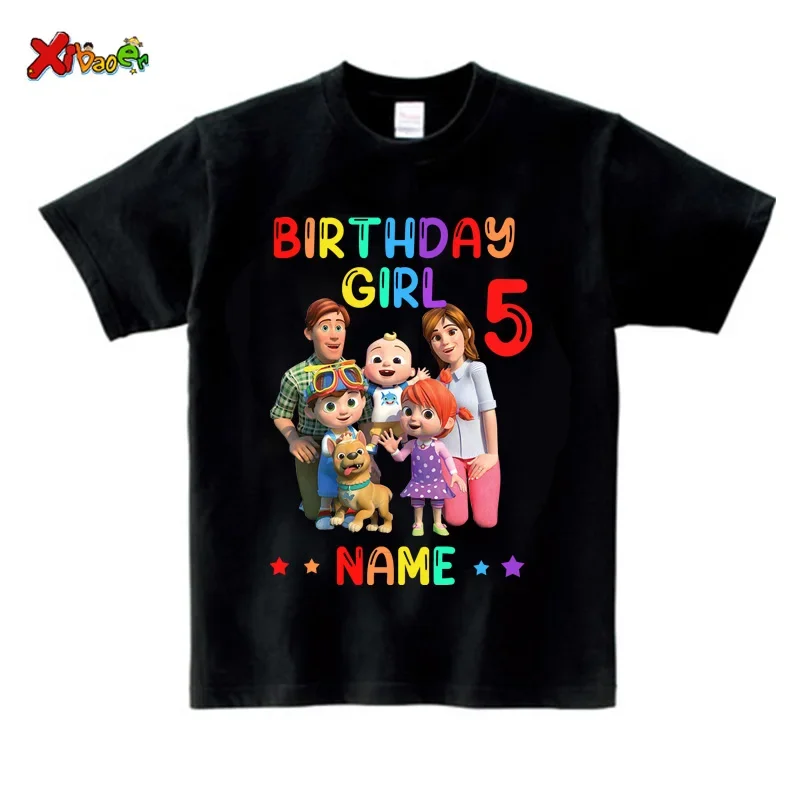 Birthday Girl Shirt for Family Matching Clothes Party Girls T Shirt Gift Custom Name Kids Clothing Outfit Children Clothes Daddy 2