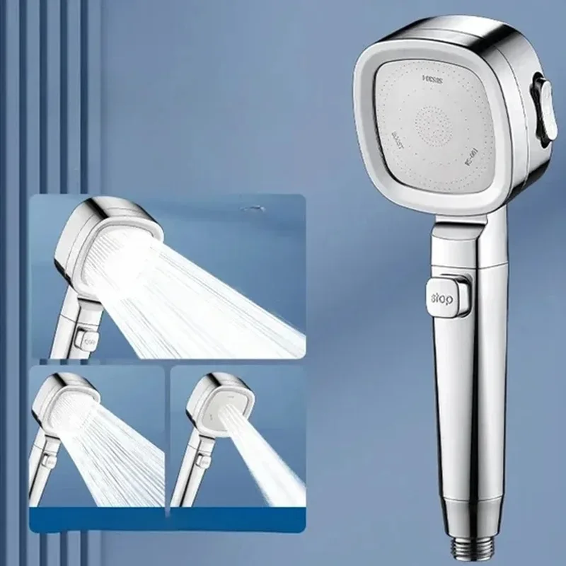 Soffione doccia ad alta pressione Risparmio idrico 3 modalà Soffioni doccia Spruzzatore per massaggio ad acqua con arresto a una chiave regolabile Accessori per il bagno
