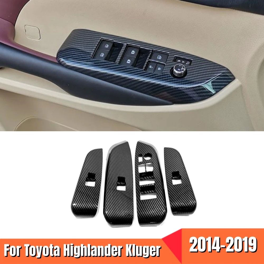 

Auto Styling Accessories Car Door Armrest Window Lift Control Switch Cover Trim For Toyota Highlander Kluger 2014 2015 2016-2019
