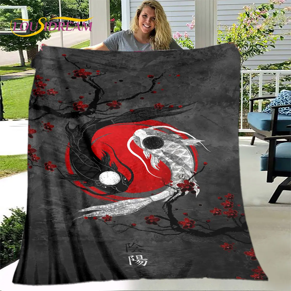 

Modern Chinese Tai Chi Bagua Yin Yang Blanket,Flannel Blanket Throw Blanket,Warm Blanket for Living Room Bedroom Beds Sofa Gift