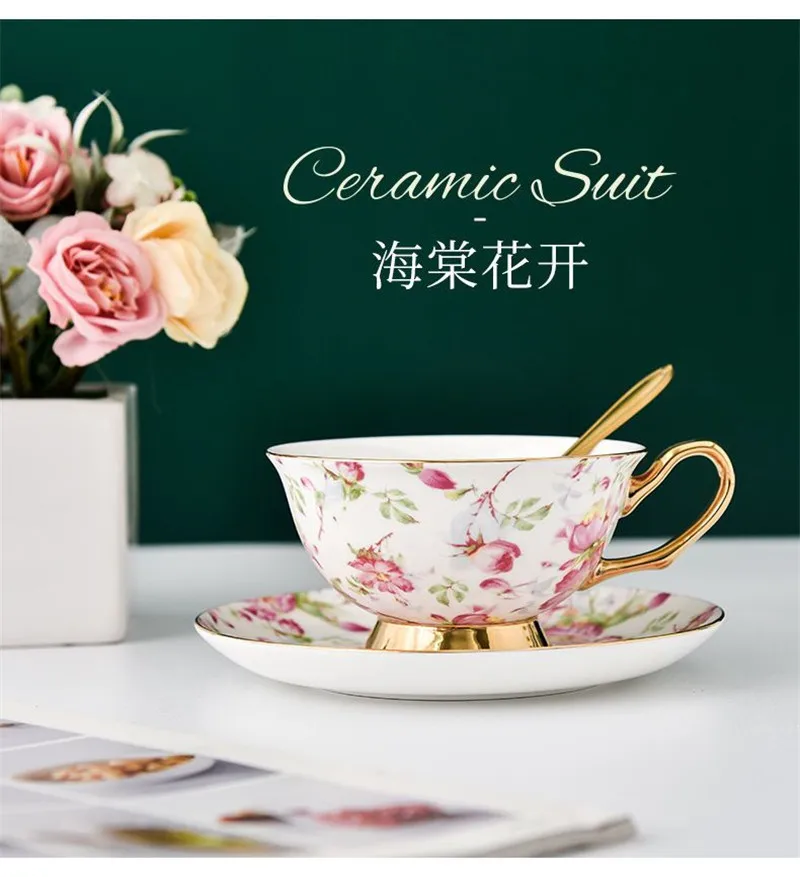 Description Picture 6 of itemNovetly and Beautiful Coffee Cup and Saucer Spoon Set Bone China English Afternoon Tea Cup Black Tea Set Home Party Coffeeware