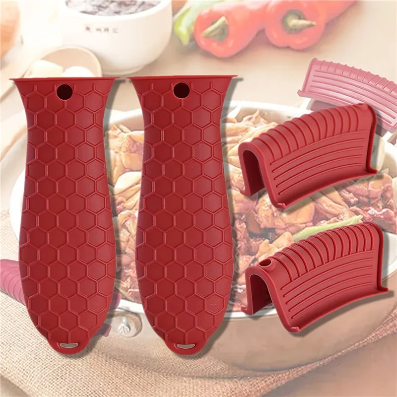 Silicone Anti-Scald Pot Handle Cover Non-Slip Pot Ear Clip Sleeves For Frying Cast Iron Skillet Ear Sleeve Kitchen Tool silicone pan handle cover