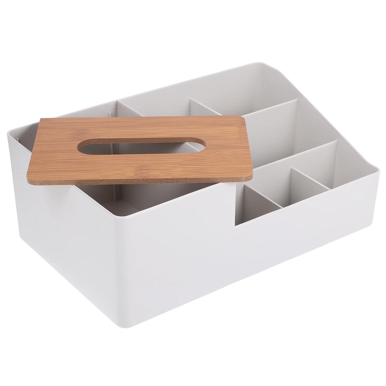 

Desktop Organizer Tissue Box Compartments Storage Box Remote-control Case Stationary Organizer