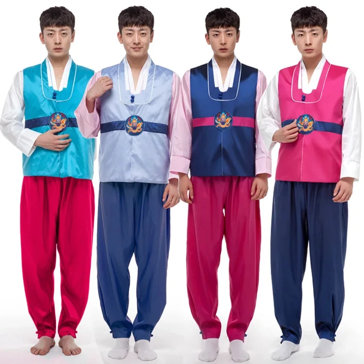 Men Hanbok Male Korea Tradition Costume 3 PCS Hanfu Korea Folk Clothes Stage Performance Party Cosplay Costume