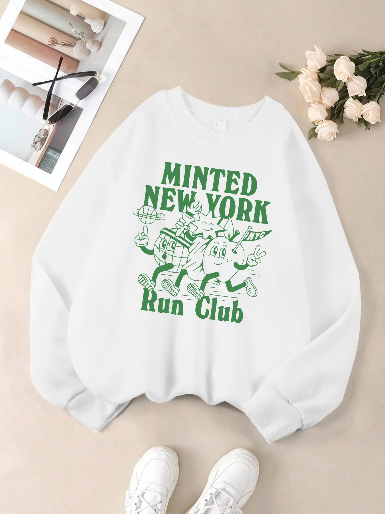 New York Run Club Druck Streetwear Frauen Mehrfarbige Sport Sweatshirts Herbst Casual Sweatshirt Verdicken Y2K Streetwears – Detail 7