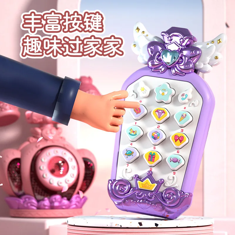 Children Cartoon Princess Simulation Smart Cell Phone Retro Landline With Light Music Early Education Puzzle Toy Birthday Gifts 3