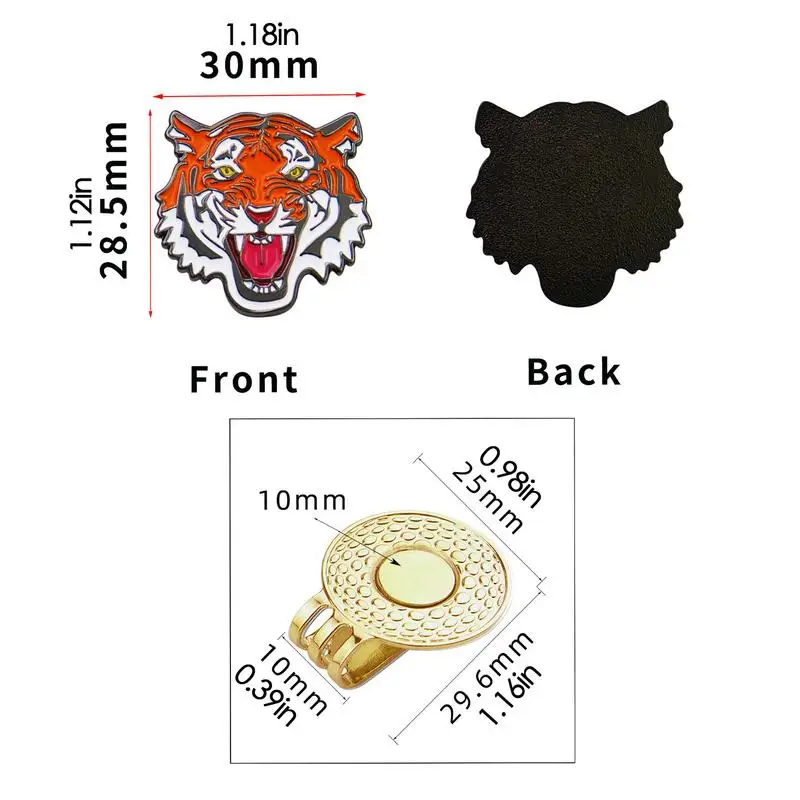 Golf Hat Mark Unique Tiger Design Ball Hat Clip Marker Magnetic Removable Golf Ball Position Mark Accessories Golfer Gifts