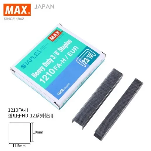 

Japan MAX 1210FA-H Staples HD-12 Series Heavy Duty Nail 23/10 Thick Layer Staples Thickened Large Staples 70 Pages 1000 Pieces