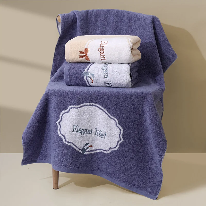 

70x140cm Fashion Bath Towel Alphabet Yarn Jacquard Embroidery Luxury Cotton Soft Absorbent Travel Home Bathroom Large Bath Towel