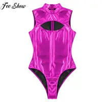 Women Sexy One Piece Swimsuit Fashion Metallic Cutout Bodysuit Sleeveless Leotard Female Pool Party Beachwear Night Clubwear - Image 2