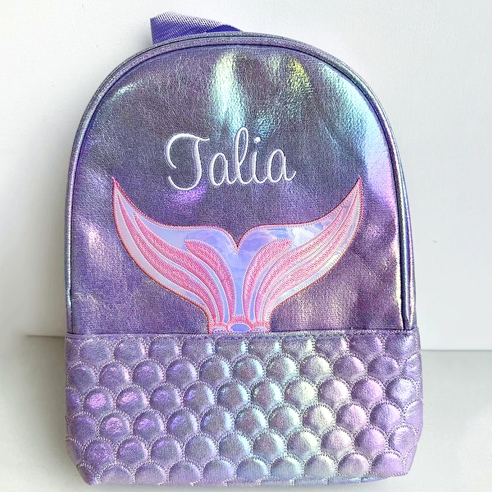 New Mermaid PU Backpack Custom Student School Bag Large Capacity Girl's Backpack Personalized Name Birthday Gift Bags children s unicorn dinosaur backpack custom embroidered name kindergarten school bag personalized gift bag cute cartoon backpack