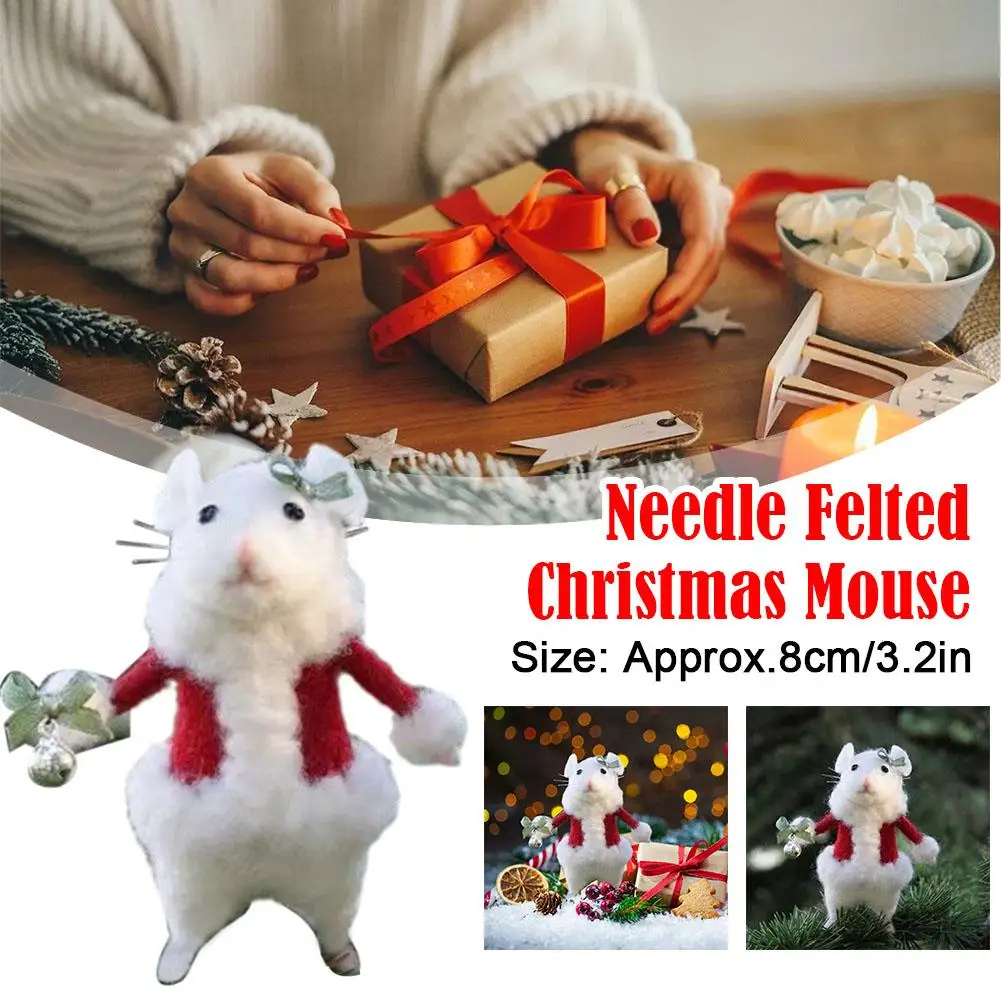 

Christmas Needle Felted Christmas Mouse Wool Felt Handmade Christmas Decorations For Christmas Party Gift A7A7