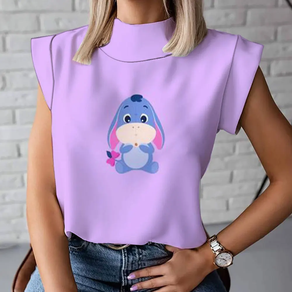

Women's T-shirt sleeveless top Winnie the Pooh cartoon Disney 2023 summer new Harajuku street print loose all-match vest
