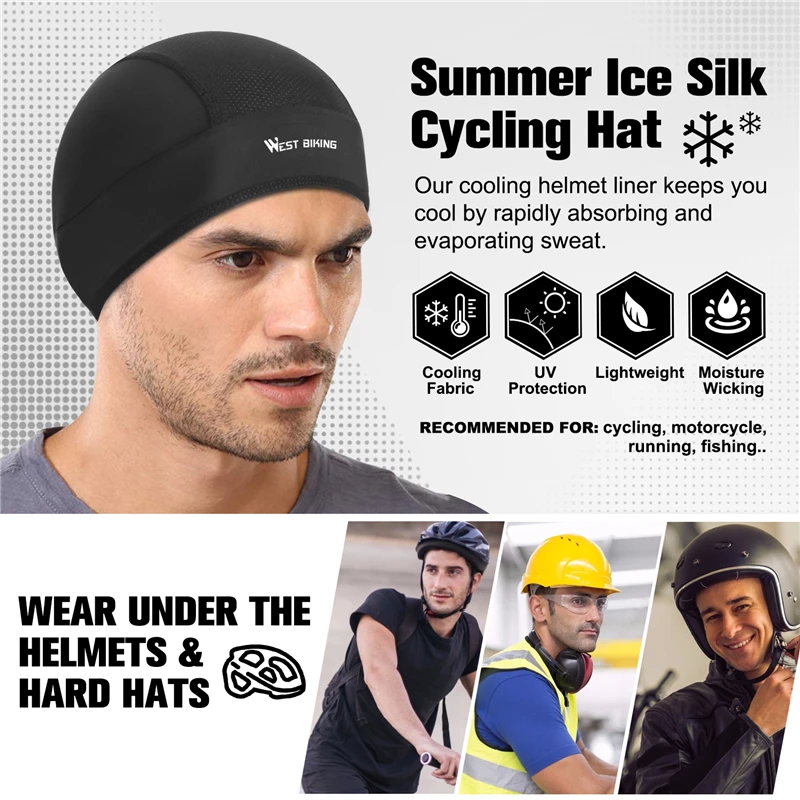 WEST BIKING Summer Cycling Skull Caps Anti-UV Bike Hat Helmet Liner Men Women Outdoor Running Skiing Motorcycle Bicycle Caps cycling headwear