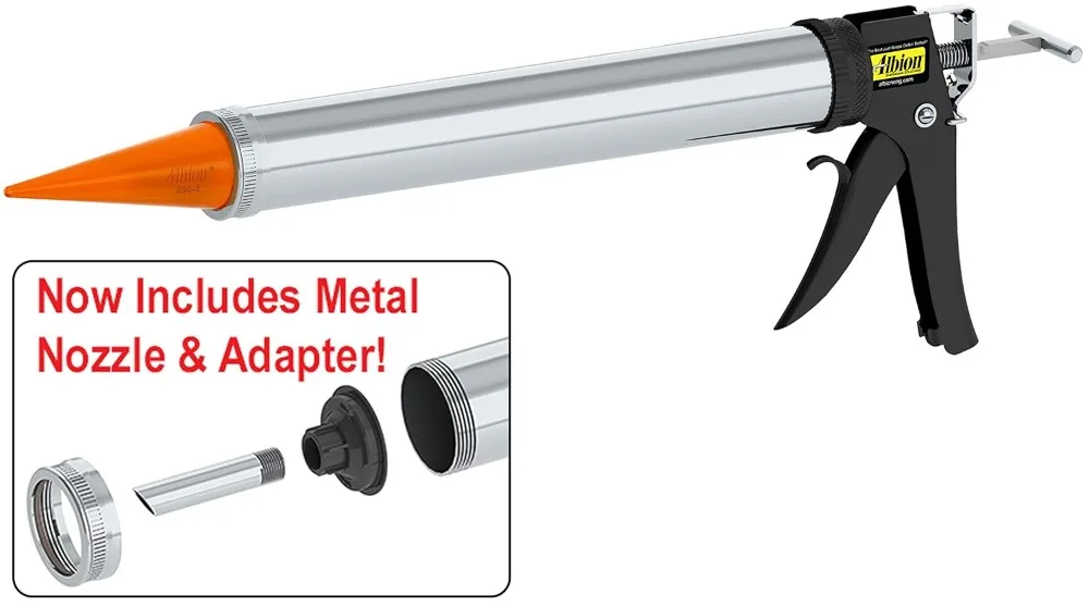 Albion Engineering Company DL-45-T17 Professional Line Special Deluxe Manual Bulk Caulking Gun with Metal Nozzle