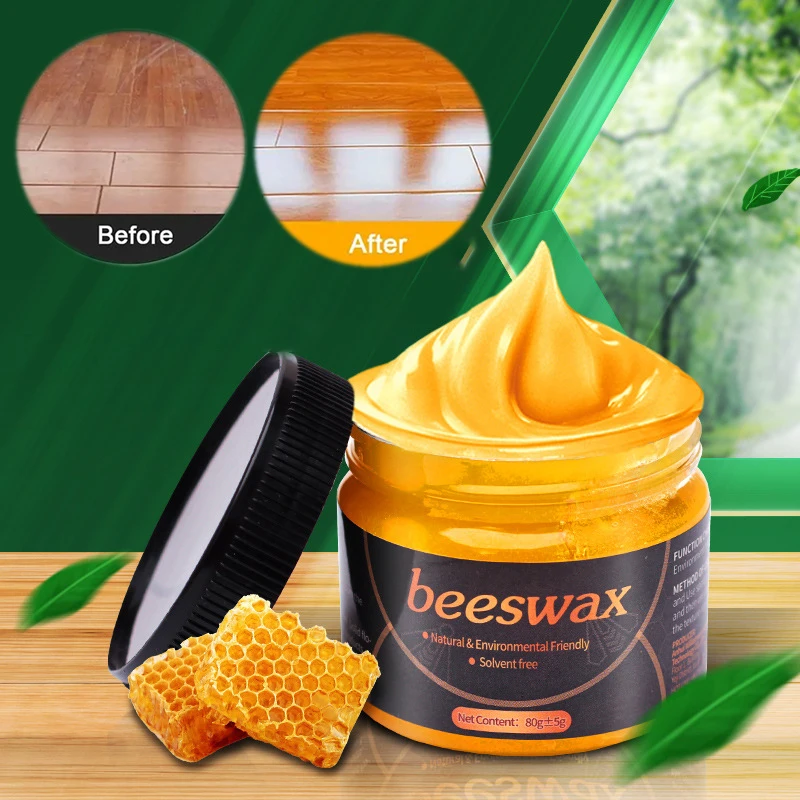 

80g Wood Care Wax Solid Wooden Furniture Polishing Seasoning Beeswax Polisher Waterproof Furniture Care Maintenance Beeswax