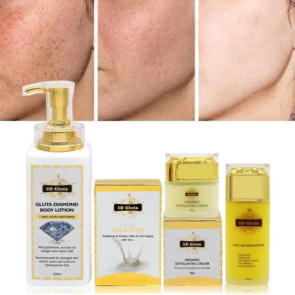Freckle Whitening Cream 5D Gluta Whitening Skin Care Set Original Korean for European and American Female Dark Skin
