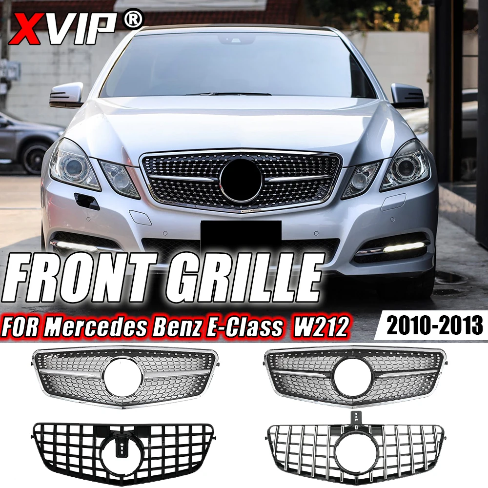 

Решетка переднего бампера XVIP для Mercedes Benz E-Class W212 E250 E300 E350 E500 10-13, хромированная, черная, AMG, алмазные, стильные гоночные решетки