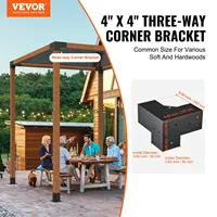 Pergola Bracket Kit 4''x4'', 4pcs 3-Way Heavy Duty Corner Bracket Woodworks DIY Post Base Kit, Easy Installation Wooden Be 2