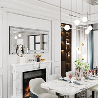 48" x 24" Crush Diamond Wall Mirror Large Decorative Glam Silver Vanity with Beveled Glass Sparkly Crystal Frame Edge 1