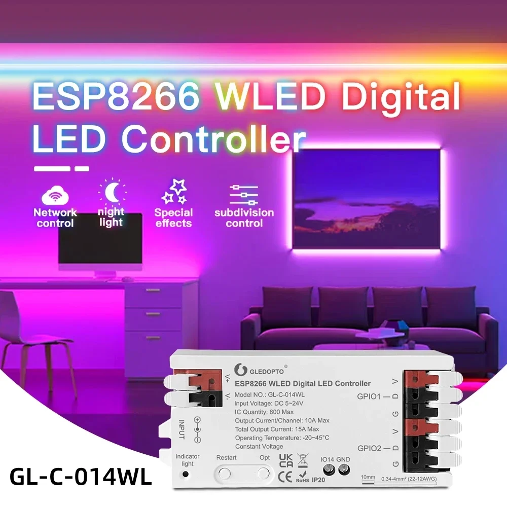 

LED-контроллер GLEDOPTO ESP8266, для WS2811, WS2812, SK6812, TM1814, WS2815