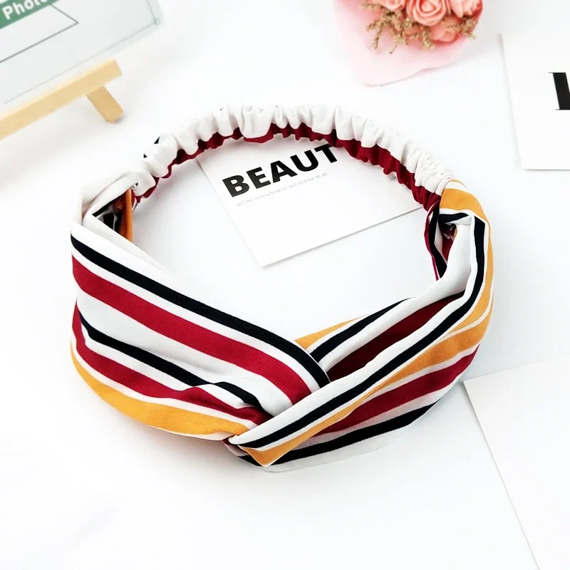 Scrunchies Woman Knotted Turban Hair Accessories for Girls Turban Elastic Hairband Head Wrap Striped  Hair Scrunchies Headband