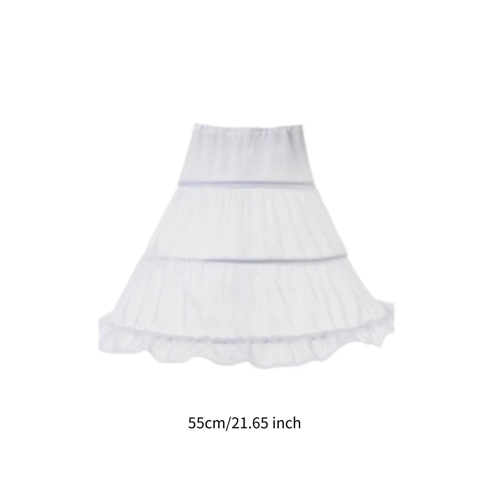 Girls 3 Hoops Petticoat White Beautiful 55 cm Lolita Crinoline Skirt for