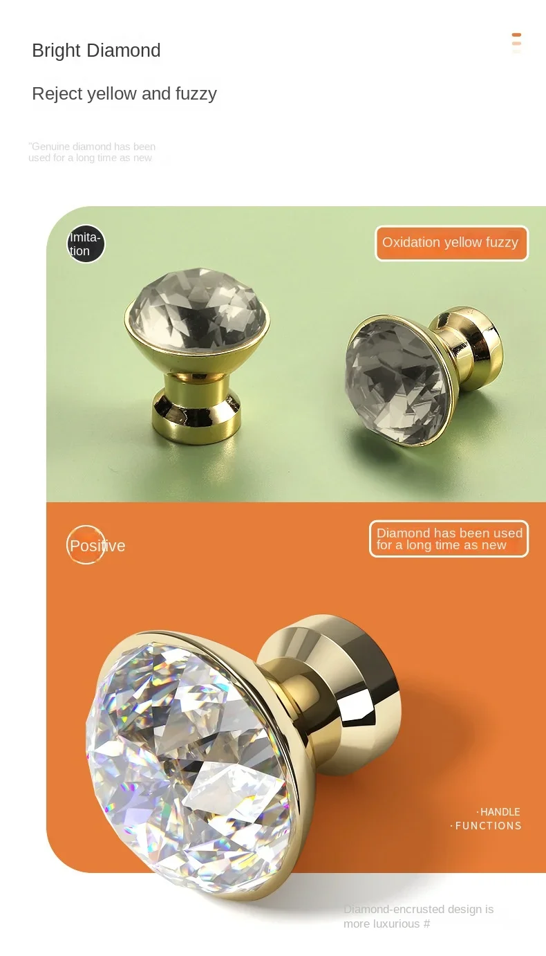 Description Picture 3 of itemCrystal Handles Kitchen Cabinet Knob Transparent Crystal Ball Dresser Pulls Drawer Knobs Kitchen Handles Furniture Hardware