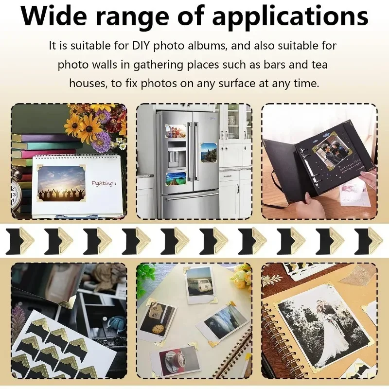 24/240PCS Photo Albums Corner Stickers Vintage Corner Kraft Paper Stickers Scrapbooking DIY Photo Albums Decoration Corner Stickers