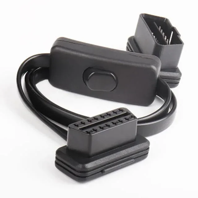 12V Male 16 Pin J-1962 To Female 16pin OBD2 Cable Flat Thin Obd Adapter with Switch 8-core 16PIN Plug Obd1 OBD2 Extension Cable obd2 extension cable obd2 cable